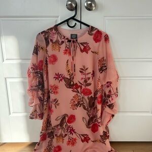 Vince Camuto Blush Floral Long Sleeve Dress